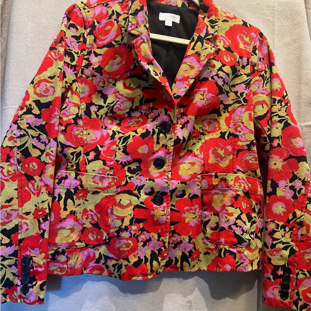 Isaac Mizrahi Red and Yellow Floral Blazer